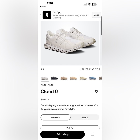 On Running White Sneakers Cloud 6 size 6.5 - Picture 12 of 12